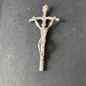 Pewter Crucifix Pendant Religious Charm Jesus‎ Christ INRI Silver Tone